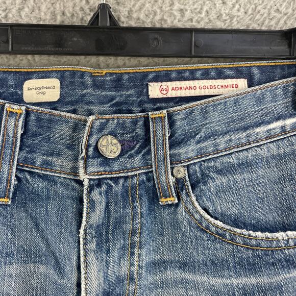 Adriano Goldschmied Jeans Womens 27 R Ex-Boyfriend Crop Fade Whisker Distressed - Picture 13 of 14
